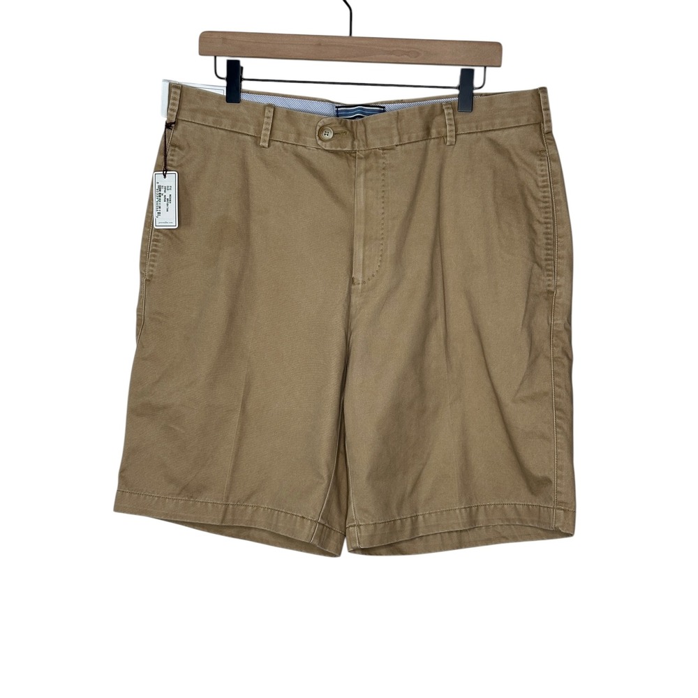 NEW Peter Millar Shorts 34 British Tan Pima Cotton Flat Front Chino Business NWT